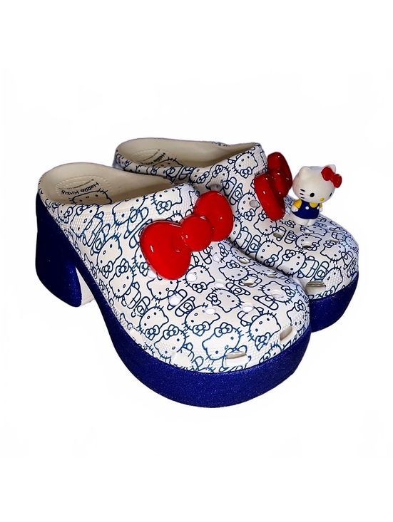 CROCS Shoes - Crocs x Hello Kitty 50th Anniversary Siren Clog Blue Glitter Platform W9